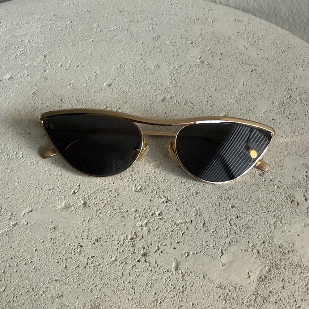DEZI Toxica Gold Frame Cat-Eye Sunglasses with Black Lenses